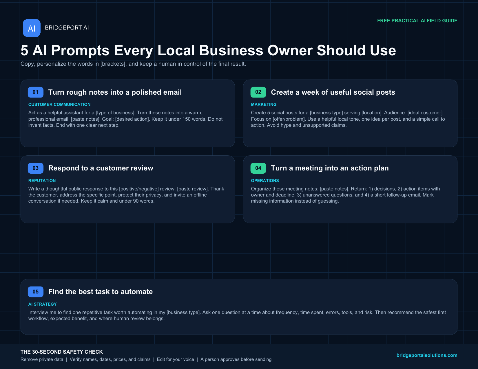 Preview of the 5 AI Prompts cheat sheet